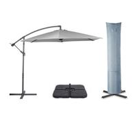 Grey 3m Banana Parasol, Base & Cover Set