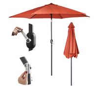 VonHaus Parasol Umbrella 2.7M Garden Parasol with Crank & Tilt Function, Orange