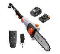 VonHaus Pole Chainsaw Cordless - Long Reach Telescopic Extendable Cutter for Trees, Logs, Branches, Hedges - 20V Battery, Charger, Shoulder Strap, 180mm Cutting Width, 8 Inch Saw Length
