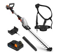 Vonhaus Pole Hedge Trimmer Cordless, Long Reach Telescopic Cutter, 20V Battery, Charger, Harness, Adjustable Head