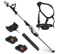 VonHaus 2 x 20V Battery Pole Hedge Trimmer Cordless in Grey VonHaus Grey