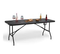 VonHaus Rattan Design Folding Garden Dining Table in Dark Grey VonHaus Dark Grey