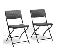 Rattan Effect Set of 2 Folding Garden Chairs VonHaus Black One Size