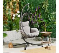 Rattan Garden Hanging Egg Chair VonHaus Grey One Size