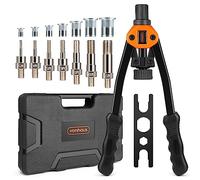 VonHaus Rivet Nut Gun - Rivnut Tool - Hand Riveter Pliers Set - Nutsert Tool - with M3 M4 M5 M6 M8 M10 M12 Metric 7 Mandrels and 150Pcs Assorted Rivnuts - Nutsert Thread Setter with Carrying Case