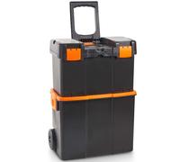 VonHaus Roller Tool Box - 3-Pack Secure Wheeled Tool Box with Stackable Boxes