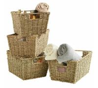 VonHaus Seagrass Storage Baskets, Set of 4 Hand-Woven Display Hampers -...