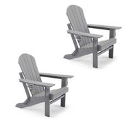 VonHaus Set of 2 Waterproof HDPE Garden Adirondack Folding Chairs in Grey | Size: 2 Pack VonHaus Grey 2 Pack