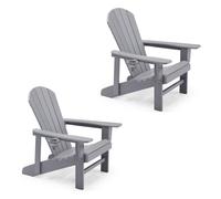 VonHaus Set of 2 Waterproof HDPE Garden Adirondack Chairs with Cup Holders in Grey | Size: 2 Pack VonHaus Grey 2 Pack