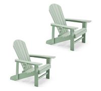 VonHaus Set of 2 Waterproof HDPE Garden Adirondack Chairs with Cup Holders in Light Green | Size: 2 Pack VonHaus Light Green 2 Pack