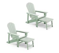 VonHaus Set of 2 Waterproof HDPE Garden Adirondack Chairs with Footstool in Light Green | Size: 2 Pack VonHaus Light Green 2 Pack
