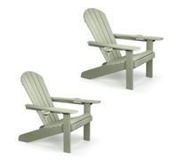 VonHaus Set of 2 Westport Reclining HDPE Adirondack Garden Chairs in Light Green | Size: 2 Pack VonHaus Light Green 2 Pack