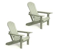 VonHaus Set of 2 Westport Reclining HDPE Folding Adirondack Garden Chairs in Light Green | Size: 2 Pack VonHaus Light Green 2 Pack