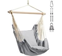 VonHaus Seville Grey Hanging Swing Chair Garden Hammock Seat 110kg Capacity