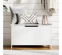 Vonhaus Shoe Storage Bench, White Ottoman Blanket Box With Hinged Lid, Shaker Tongue & Groove End Of Bed Storage Chest