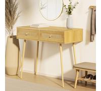 VonHaus Sienna Bedroom Rattan Vanity Dressing Table in Brown VonHaus Brown