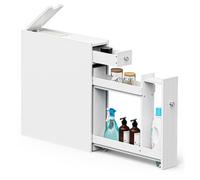 Vonhaus Slim Bathroom Storage Unit, White Slimline Bathroom Cabinet, Narrow & Compact Organiser With Drawers, Holbrook