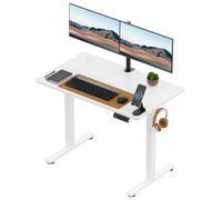 VonHaus Small Home Office Electric Standing Desk with USB-C Charging in White VonHaus White