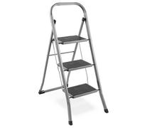 VonHaus 3 Step Ladder - Premium Quality Folding Step Ladder for DIY and Gardening - Anti Slip Feet, Easy to Store Ladder, 150KG Max Capacity - Durable Steel