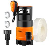 VonHaus Submersible Water Pump with 8m Hose (400W) - Includes Jubilee Clips - Drain Dirty or Clean Water from Pond, Swimming Pool, Hot Tub, Flooded Cellar - with Float Switch & Hose Connector