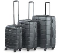 VonHaus Suitcase Set, Black 3pc Lightweight Wheeled Luggage, ABS Plastic Carry On or Check in Travel Case, Durable Hard Shell w/ 4 Spinner Wheels, Built in Lock & Handle, Small/Medium/Large Holdall