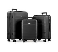 VonHaus Suitcase Set - Black Luggage Set for Travel - 3 Piece Lightweight ABS Hard Shell Suitcases - Telescopic Handle & Double Spinner Wheels - TSA Lock & Anti-Theft Zip - Large, Medium & Cabin Bag