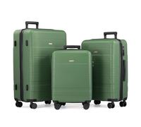 VonHaus Suitcase Set - Green Luggage Set for Travel - 3 Piece Lightweight ABS Hard Shell Suitcases - Telescopic Handle & Double Spinner Wheels - TSA Lock & Anti-Theft Zip - Large, Medium & Cabin Bag