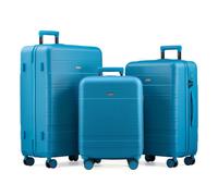 VonHaus Suitcase Set - Teal Luggage Set for Travel - 3 Piece Lightweight ABS Hard Shell Suitcases - Telescopic Handle & Double Spinner Wheels - TSA Lock & Anti-Theft Zip - Large, Medium & Cabin Bag