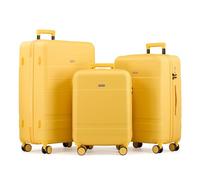 VonHaus Suitcase Set - Yellow Luggage Set for Travel - 3 Piece Lightweight ABS Hard Shell Suitcases - Telescopic Handle & Double Spinner Wheels - TSA Lock & Anti-Theft Zip - Large, Medium & Cabin Bag