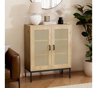 Lena 2 Door Tall Rattan Sideboard Cabinet VonHaus Brown One Size