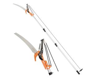 VonHaus Telescopic Tree Pruner & Lopper 2 in 1 - Long Reach 3.3m Cutter, Retractable & Extendable Pole Saw for Branches - Lightweight Aluminium Pole, Steel Blade