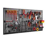 VonHaus Tool Pegboard 44pc - Garage and Workshop Wall Mounted Storage Rack | DIY Steel Organiser with Bin Accessories for Screws and Spanners, Fixings and Hooks Included for Adjustable Board Layout