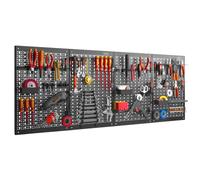 VonHaus Tool Pegboard 60pc - Garage and Workshop Wall Mounted Storage Rack | DIY Steel Organiser with Bin Accessories for Screws and Spanners, Wall Fixings and Hooks Included for Adjustable Board Layout