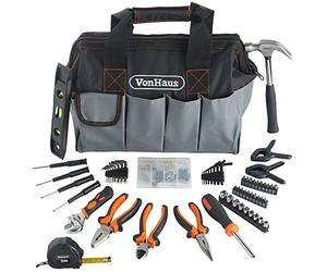 VonHaus Tool Set - 92pcs Tool Kits for Home DIY Tasks - Household DIY Kit for Beginners - Includes Wrench, Hammer, Sockets, Screwdriver and More - Home Kit Set and Durable Carry Bag