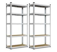 VonHaus Two Pack of 5 Tier 1.5m Garage Shelving Units in Silver VonHaus Silver