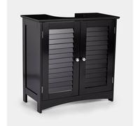 VonHaus Under Sink Bathroom Cabinet - Black Under Sink Storage for Bathroom - Freestanding Under Basin Cabinet with 2 Internal Shelves & Shutter Sty