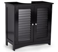 Vonhaus Under Sink Bathroom Cabinet, Black Under Sink Storage, Freestanding Under Basin Cabinet W/ 2 Internal Shelves, Shrewsbury