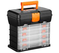 VonHaus Utility Tool Box Storage Organiser Case with 4 Drawers & Adjustable Dividers - Plastic Multi Tool Box Organiser with 4 Compartment Drawers - Ideal for DIY Tools and Accessories Storage