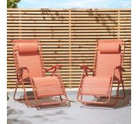 VonHaus Verona Set of 2 Textilene Folding Garden Zero Gravity Chairs in Burnt Orange | Size: 2 Pack VonHaus Burnt Orange 2 Pack