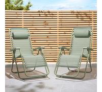 VonHaus Verona Set of 2 Textilene Folding Garden Zero Gravity Chairs in Green | Size: 2 Pack VonHaus Green 2 Pack