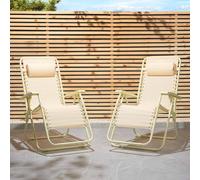 VonHaus Verona Set of 2 Textilene Folding Garden Zero Gravity Chairs in Yellow | Size: 2 Pack VonHaus Yellow 2 Pack