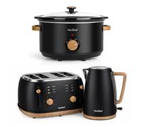 VonHaus Vonshef Slow Cooker, Kettle And Toaster Set, Scandi Kitchen Set With 1.7L Kettle, Wide Slot Toaster 4 Slice, 6.5L Slow Cooker