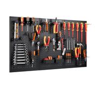 VonHaus Wall Mounted 44 Piece Metal Pegboard Set in Black VonHaus Black