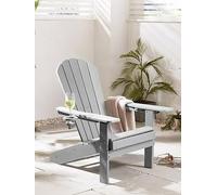 VonHaus Adirondack Garden Chair – Grey, Water-resistant HDPE with Footstool, Foldable