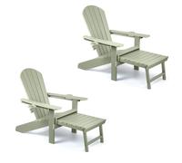VonHaus Westport Reclining HDPE Adirondack Garden Chair with Footrest Set of 2 in Light Green | Size: 2 Pack VonHaus Light Green 2 Pack