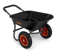 VonHaus Wheelbarrow 78L - Wheel Barrow Garden Dump Cart - Heavy Duty Multi Use for Tools, Waste, Plants, Transporting - Two Wheeled Pneumatic Tyres, Plastic Tray with Steel Frame, Soft Grip Handle