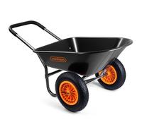 VonHaus Wheelbarrow 78L - Wheel Barrow Garden Dump Cart - Heavy Duty Multi Use for Tools, Waste, Plants, Transporting - Two Wheeled Pneumatic Tyres, Plastic Tray with Steel Frame, Soft Grip Handle