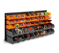 VonHaus Workshop Storage Bins - 45pcs Wall Mount Storage Organiser Bin with 3 Back Panels,for Heavy Duty Stackable Parts Bins for Garage, Shed, Workshop, Arts & Crafts & Van Tool Storage