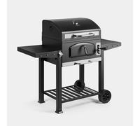VonHaus Charcoal BBQ - XL Portable Barbecue with Warming Rack, Fold Down Shelves, Temperature Gauge, Wheels, Cooking Grill, Air Vents - 2 in 1 Barbeque and Smoker - Grill Meat, Fish & Vegetables