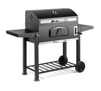 VonHaus Charcoal BBQ - XXL Portable Barbecue with Warming Rack, Fold Down Shelves, Temperature Gauge, Wheels, Cooking Grill, Air Vents - 2 in 1 Barbeque and Smoker - Grill Meat, Fish & Vegetables